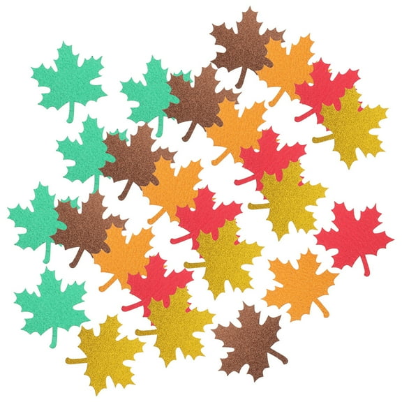 Assorted Color Maple Leaves Cutouts for Decor with Glitter Paper Bulletin Board Decorations 30pcs