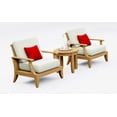 thumbnail image 2 of Lagos Teak Wood 3 Pc Lounge Chair Set: 2 Lounge Chairs & Round Side Table With Cushions in Outdoor Sunbrella Fabric #5404 Canvas Natural, 2 of 2