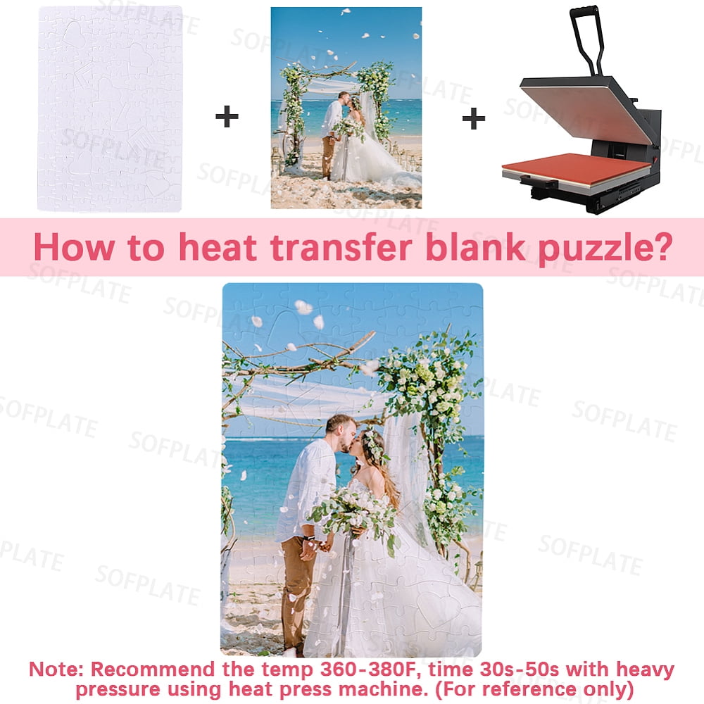1set 6Pcs Paper Heat Transfer Blank Puzzle for Adult Chrildren White Rectangle 198x283x2mm