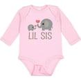 thumbnail image 3 of Inktastic Little Sister Elephant Girls Long Sleeve Baby Bodysuit, 3 of 5