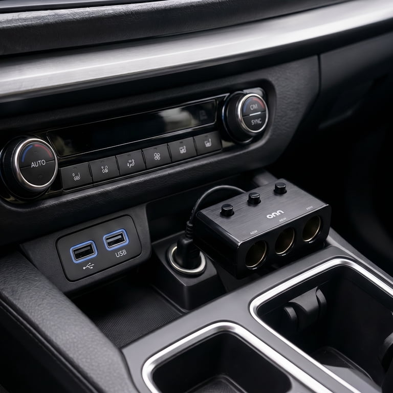 onn Triple Socket Charging Adapter with Dual USB Ports photo 2