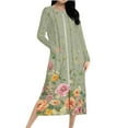 thumbnail image 3 of Aboser Zip Up Housecoat for Women Vintage Floral Graphic Robes Casual Long Sleeve Nightgown Ultra Soft Jersey Loungewear Loose Full Length Long Sleepwear with Pockets, 3 of 9