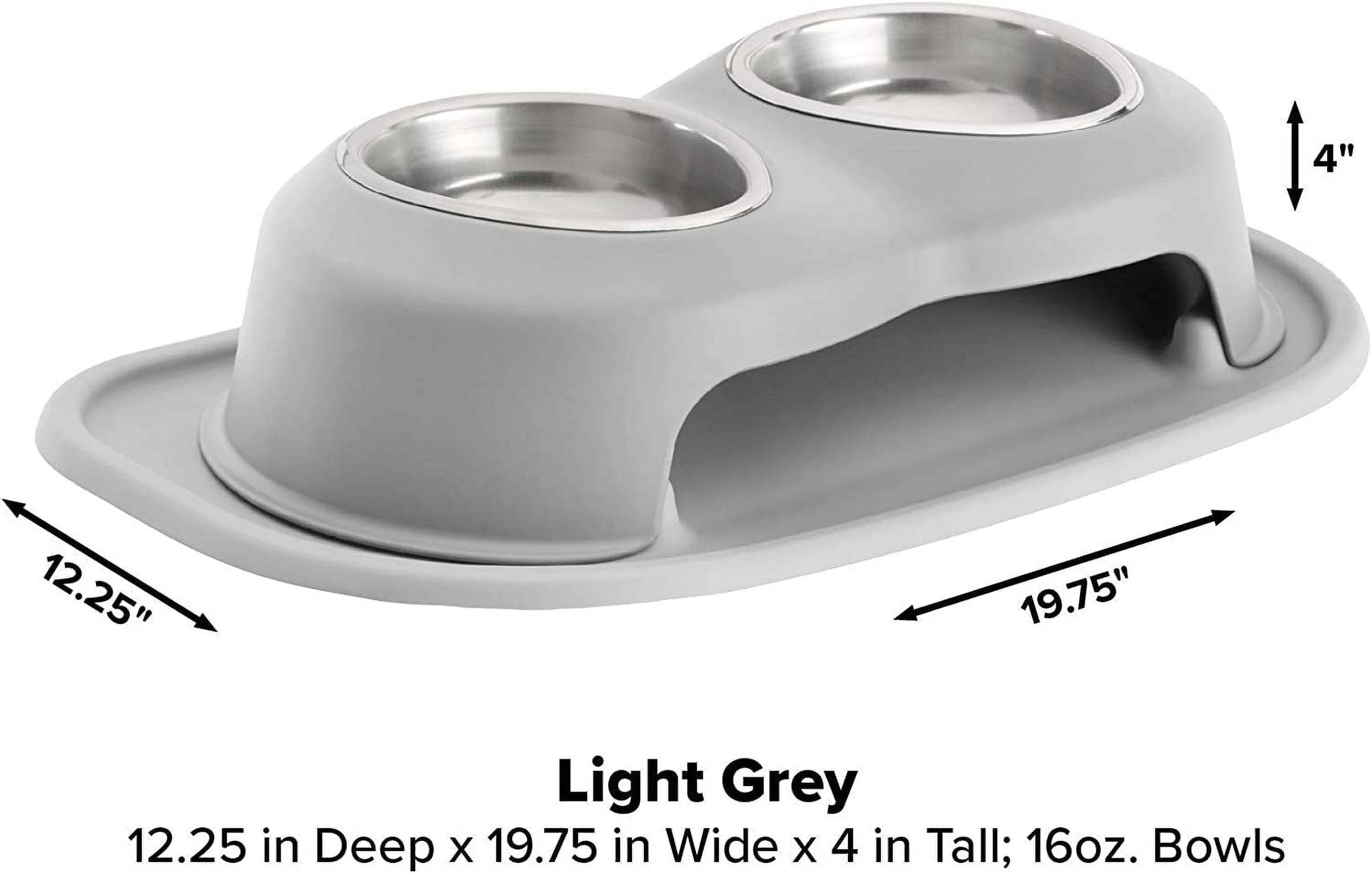 WeatherTech Double High Pet Feeding System - Elevated Dog/Cat Bowls - 4 inch High Light Grey (DHC1604LGLG)