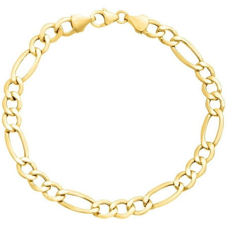 Pori Jewelers 14K Yellow Gold 3.1mm Hollow Figaro Link Chain Bracelet