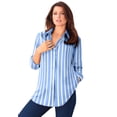 thumbnail image 2 of Roaman's Women's Plus Size Kate Long Sleeve Easy Cotton-Blend Button-Front Shirt, 2 of 6