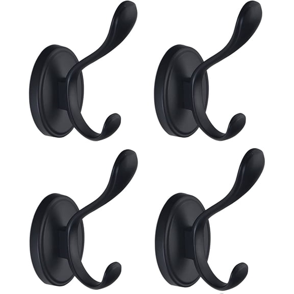 ABPETE Coat Hooks Matte Black Bathroom Towel Hooks Modern Wall Hooks Heavy Duty 4 Pack, Wall Mounted Rustproof Metal Shower Hook for Bathrooms Bedroom Kitchen Hotel Garage
