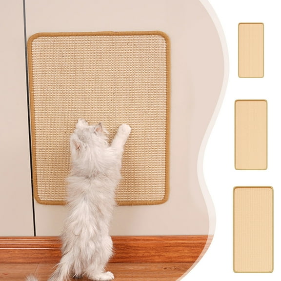 Carpet Cat Scratching Mat Sisal, Sisal Fabric Large 23.6" x 15.7" Cat Scratching Pad for Indoor Cats with Adhesive Hook Loop Tape, Cat Scratching Rug Wall Scratchers for Indoor Cats,19.7"x9.8"