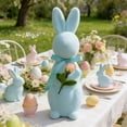 thumbnail image 2 of SLYNSHome Easter Bunny Decorations Flocked Bunnies Figurine Blue Soft Velvet Foam Rabbit Ornaments Spring Decor for Home Office Table, 2 of 8