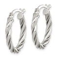 thumbnail image 2 of 925 Sterling Silver Anti-Tarnish 3mm x 20mm Textured Braid Twisted Hoop Earrings, 2 of 4