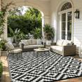thumbnail image 4 of LUOVEN Reversible Outdoor Rug Waterproof 8x10 Plastic Straw Patio Carpet for RV, Camping, Deck, Beach, Backyard, Porch, Indoor Outdoor, Black & White, 4 of 8