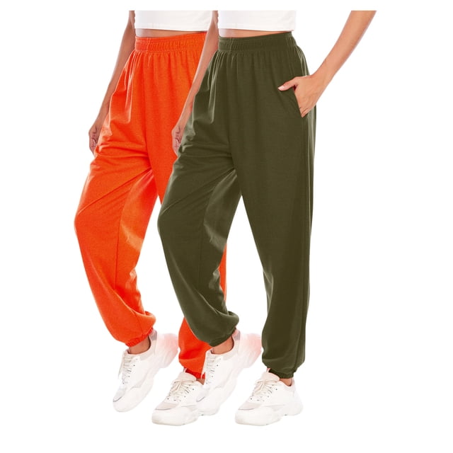 ameIAEA Women 2 Pack Sweatpants Drawstring Workout Running Pants Elastic Waist Lounge Pants