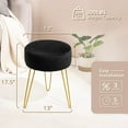 thumbnail image 3 of Dycanpo Vanity Stool for Makeup Room, Round Ottoman Foot Stool, Velvet Footrest Vanity Chair, Black, 3 of 10