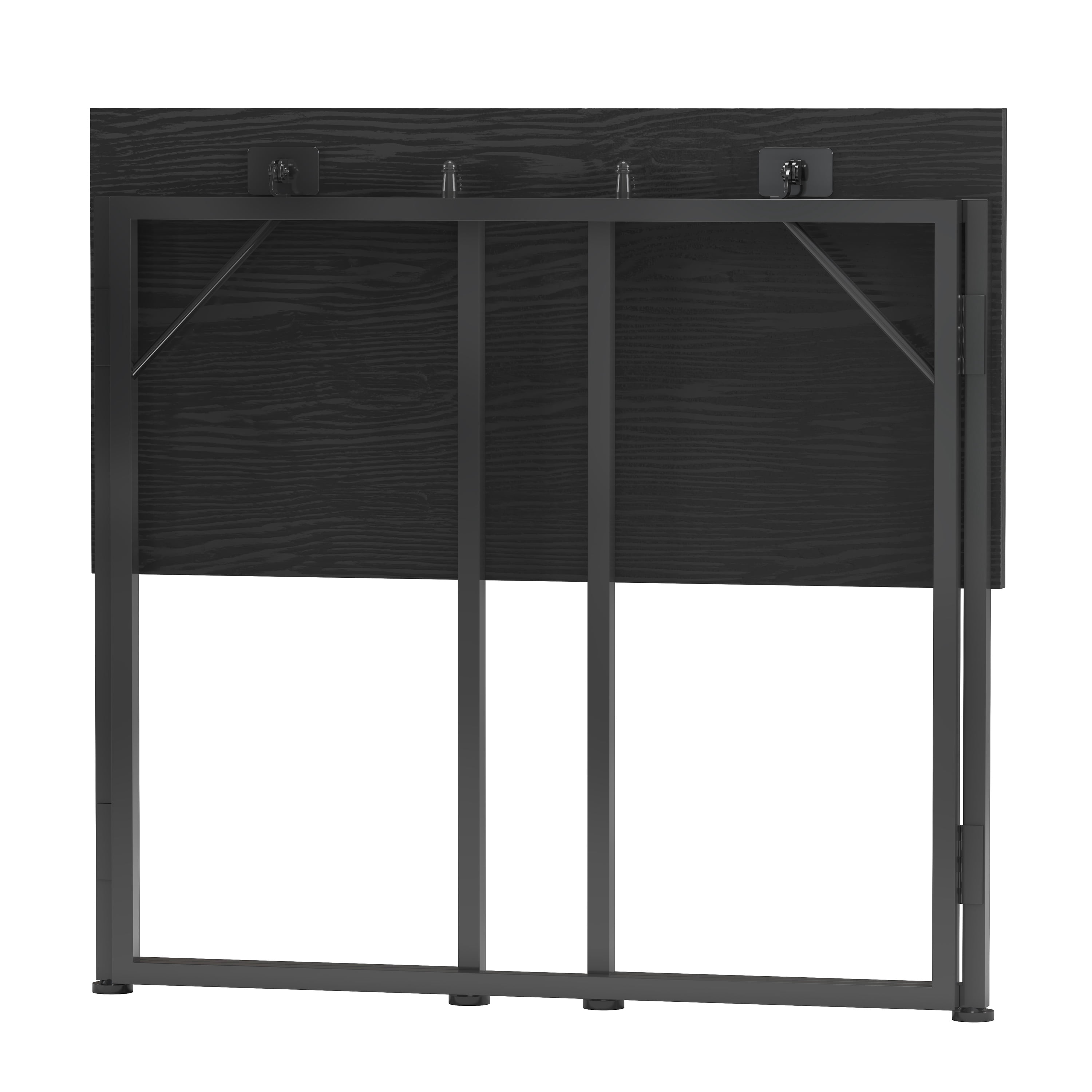 31.5 Inch Folding Desk, Black No Assembly Required Steel Frame Table, Compact Foldable Workstation for Apartment Dorm Bedroom Small Spaces