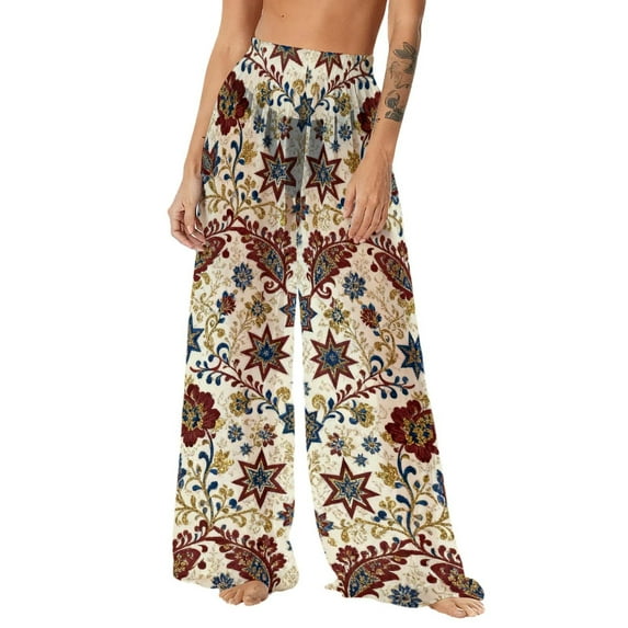 Turilly Cover Up Pants for Swimwear Women Chiffon Lightweight Sun Protection Beach Pants Cover Pants Wide Leg Solid Pants