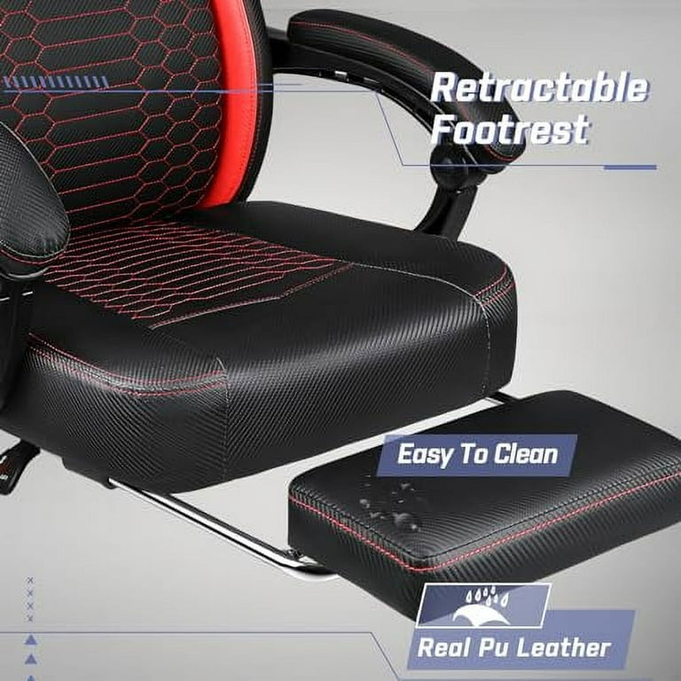 LEMBERI Big and Tall Gaming Chair 400lb Weight Capacity Gamer Chairs for Adults Video Game Chair wth Footrest Racing Style Computer Gamer Chair with