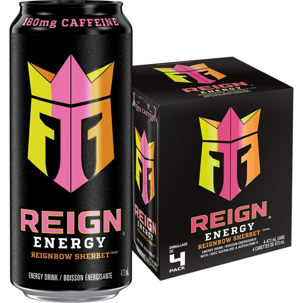 Reign Energy Reignbow Sherbet Cans, 473 mL, 4 Pack, 4 x 473 mL