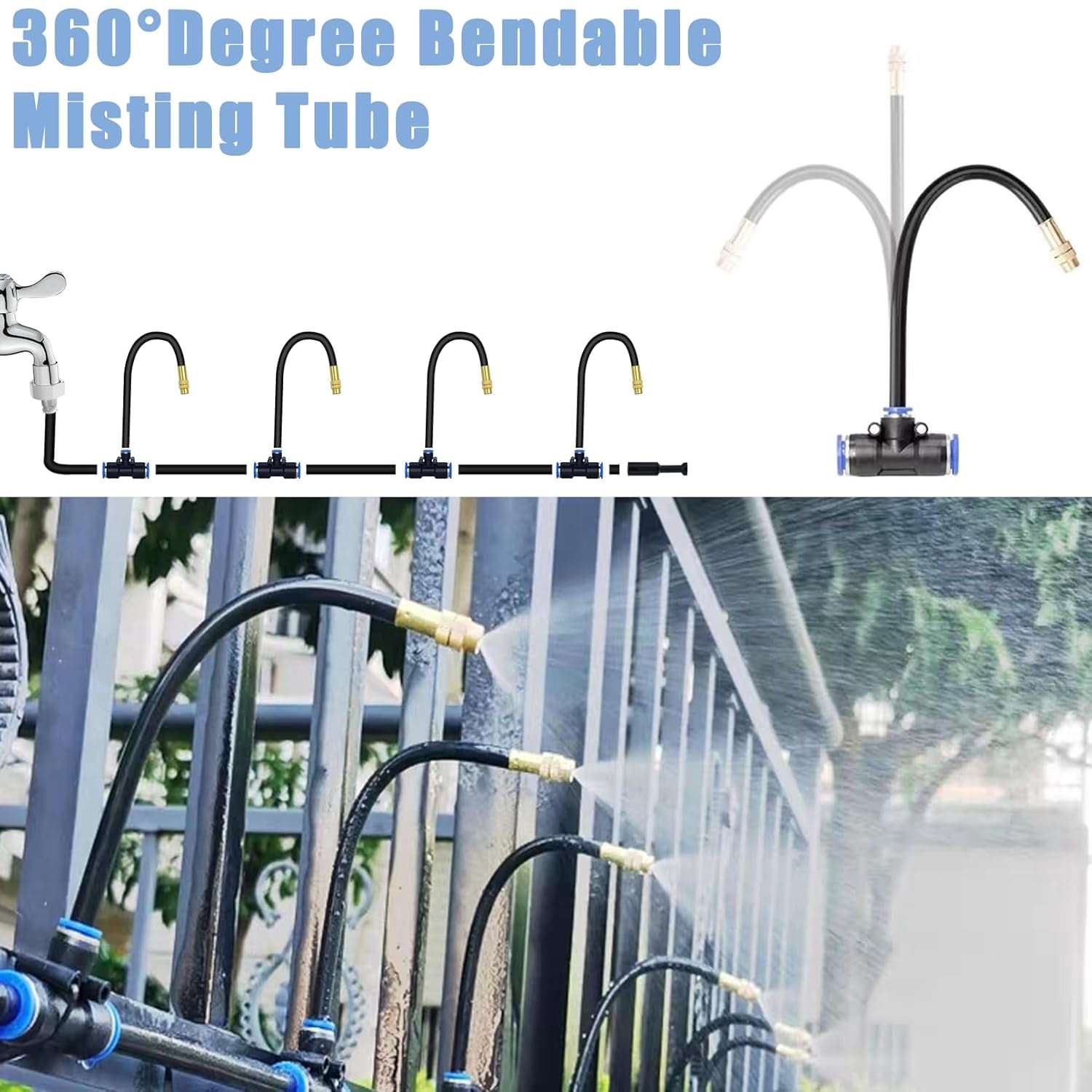 49.21Ft Drip Irrigation System, 360° Bendable Kit Automatic System for Garden, Adjustable Garden Watering Misting Greenhouse, Yard, Lawn, Plant