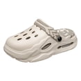 thumbnail image 3 of Rokment Chunky Platform Clogs for Women Men with Back Strap Hollow Breathable EVA Slip on Slide Sandals Cute Non-Slip Waterproof Outdoor Beach Pool Casual Garden Shoes Khaki Size 10, 3 of 5