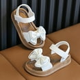 thumbnail image 4 of LIIPEE Girls Boys Sandals Summer Fashion New Open Toe Non- Soft Sole Hook And Loop Strap Bowknot Shoes Kids Casual Beach Sandal,White,7.5-8 Years, 4 of 6