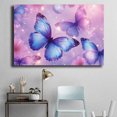 thumbnail image 4 of Mudket Blue and Purple Butterflies with Flowers Canvas Wall Art, Framed Print, Ready to Hang Wall Decor for Living Room Bedroom, Fantasy Style Artwork - 12"L x 8"W, 4 of 10