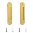 thumbnail image 1 of Paquete de 2 manijas para puertas corredizas de montaje empotrado ovaladas, aleación de aluminio cepillado con tornillos de montaje para puertas corredizas de granero, 1 of 5