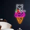 thumbnail image 3 of Handmadetneonsign Cat Eating Ice Cream Neon Sign, Cat Wall Art Decor, Ice Cream Store Wall Decor, 3 of 4