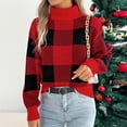 thumbnail image 6 of ZUKMRJPC Christmas Sweater for Women Turtleneck Long Sleeve Plaid Cozy Knitted Pullover Sweaters Fall Casual Slim Fit Tops, 6 of 7