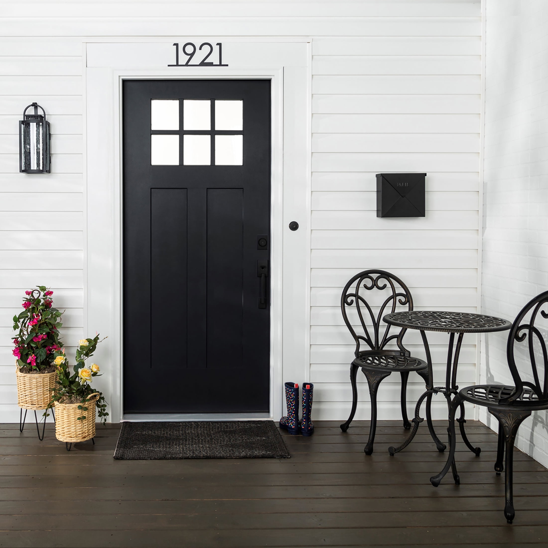 Black, Rust-Oleum Satin Door and Trim Paint-369383, Quart