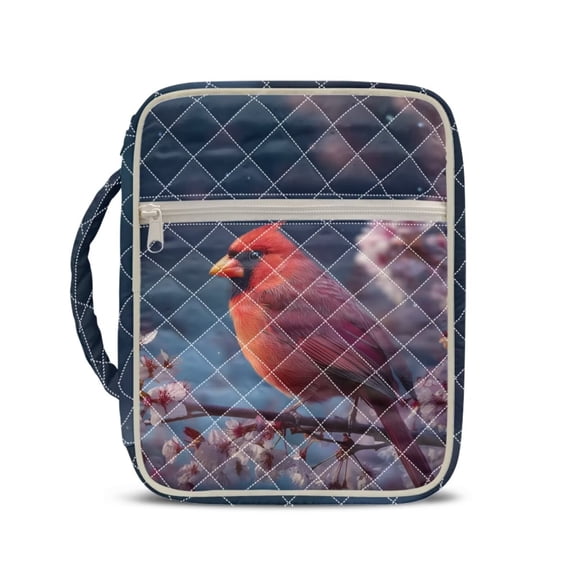 Xixirimido Bible Cover Case for Women, Quilted Bible Cover Bag with Handle, Bible Carrying Case Study Supplies Accessories for Men, Cardinal Cherry Blossom Starry Sky Pattern