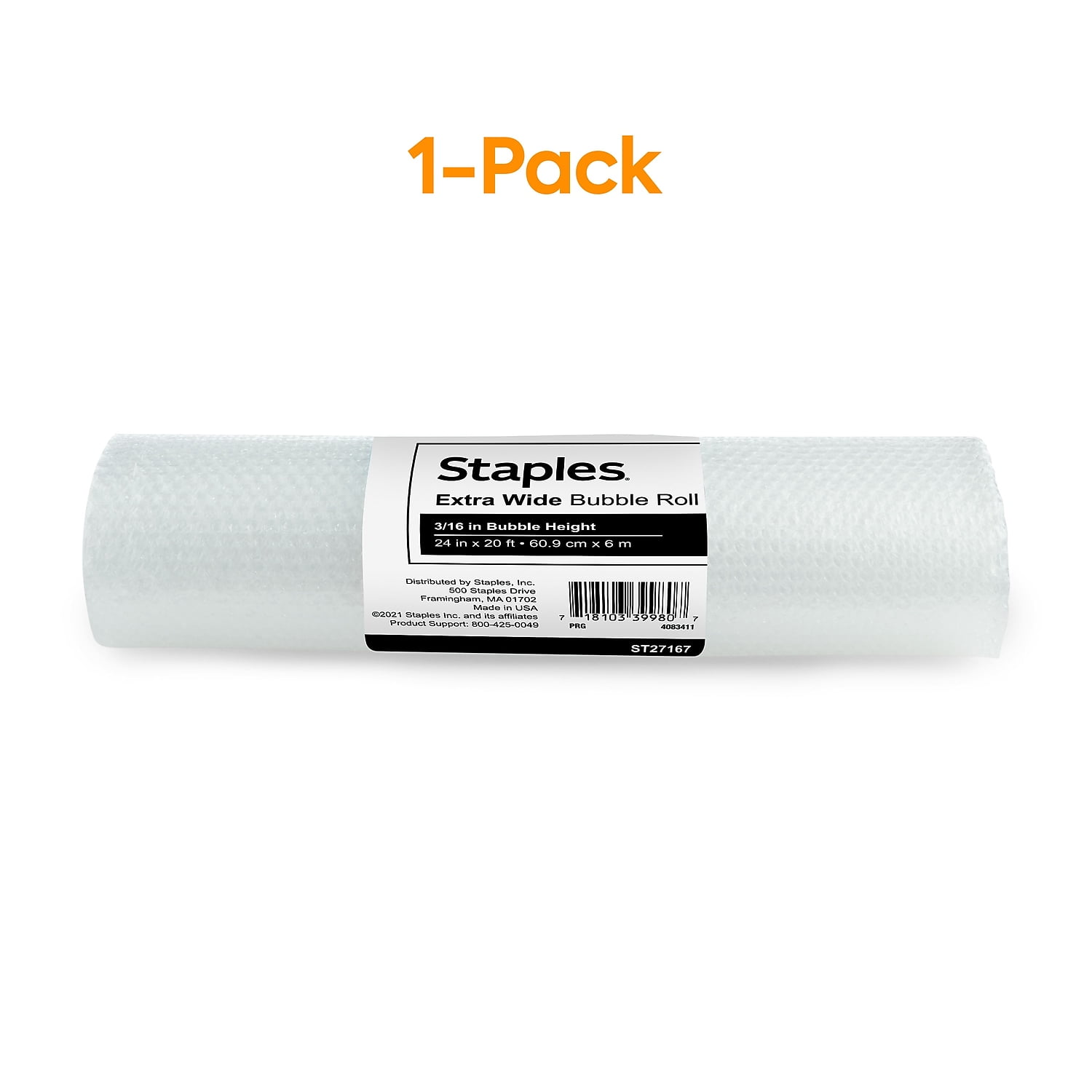 HITOUCH BUSINESS SERVICES 3/16" Extra Wide Bubble Roll 24" x 20' Clear 4072829