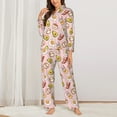 thumbnail image 2 of Vsdgher Breakfast Pajamas Set Long Sleeve Sleepwear Womens Button Down Nightwear Pj Sets-Small, 2 of 7