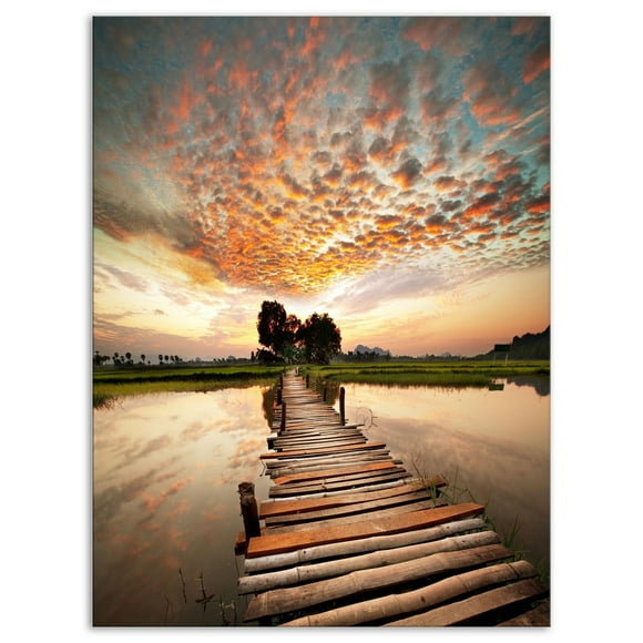 Designart Makeshift Wooden Pier Over River Canvas Wall Art