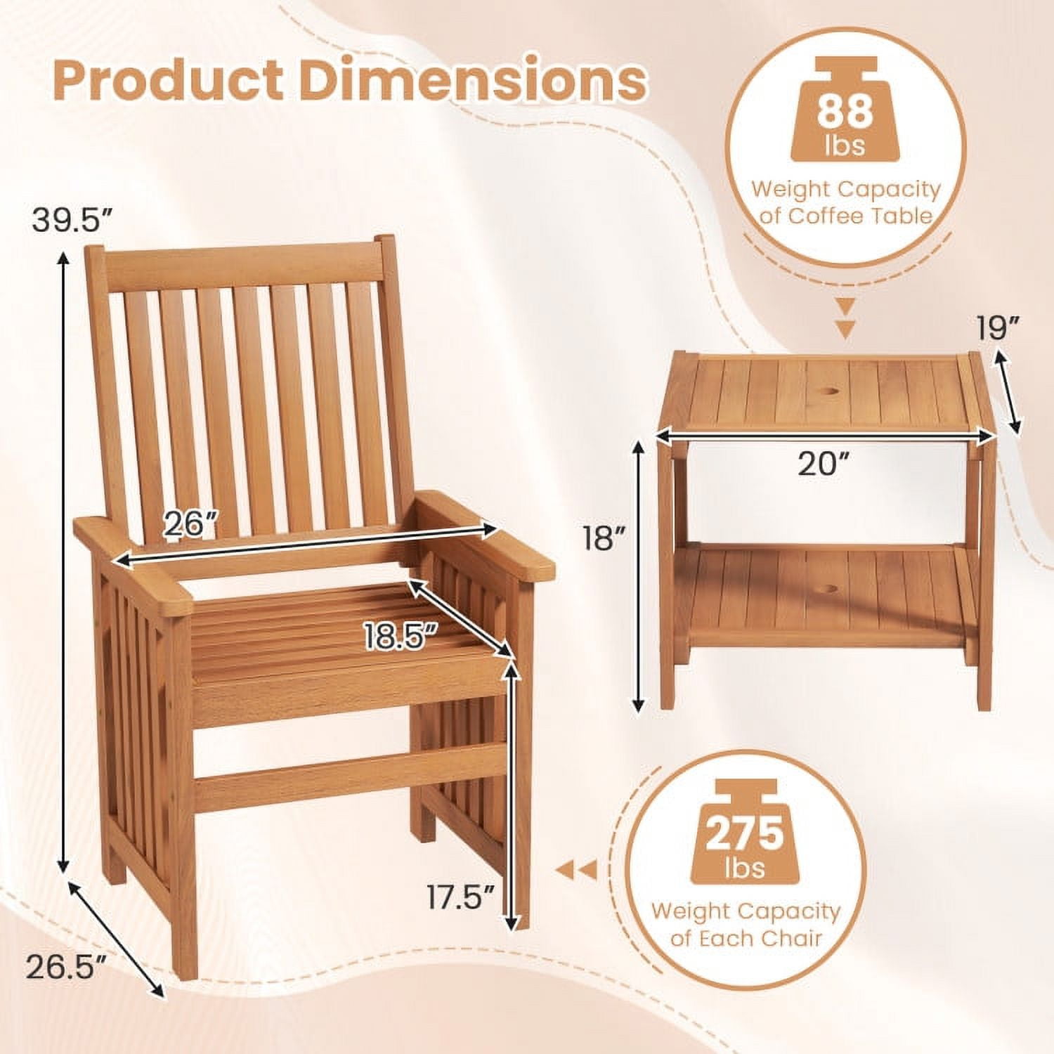 Aimee Lii 3 Pieces Patio Furniture Sets with 1.5" Umbrella Hole, Patio Sectional Furniture Set Aimee Lii 3 Pieces Patio Furniture Sets with 1.5" Umbrella Hole, Patio Sectional Furniture Set