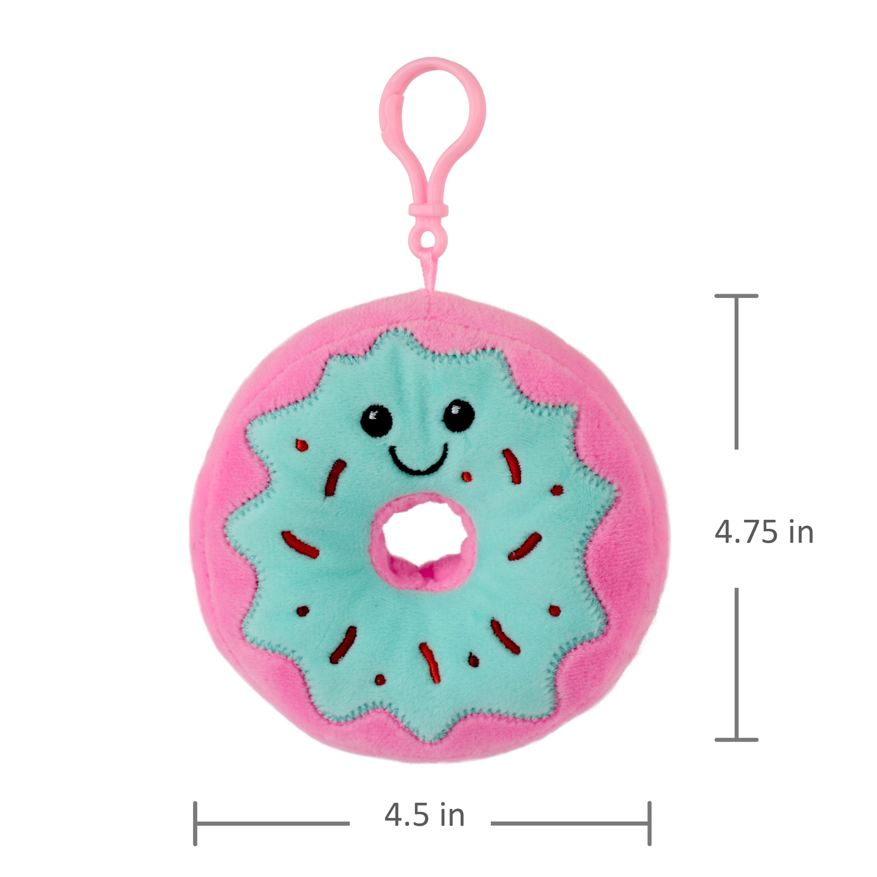 Pen + Gear Backpack Clip Plush Stuffed Pink Round Donut