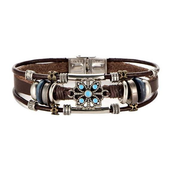 Daolelai Leather Bracelet with Oval Turquoise
