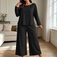 thumbnail image 3 of Byworldtasic Womens Plus Size Lounge Set 2 Piece Outfits Sweatsuits Tracksuit Long Sleeve Baggy Wide Leg Pant Sets, 3 of 8