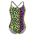 thumbnail image 4 of Doomiva Women One Piece Plus Size Swimsuit Leopard Print Scoop Neck Beachwear Crist Cross Straps Yellow 3XL, 4 of 7