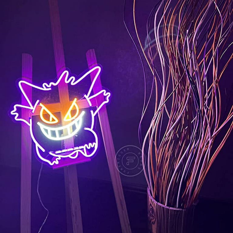 FUNERIGUER Anime Gengar Neon LED Sign, 16‚Äô‚Äôx 15‚Äô‚Äô Purple