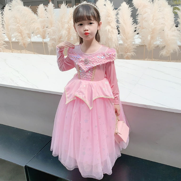 Kawell Girls Sleeping Beauty Aurora Costume Princess Costume Halloween Party Dress Up Cosplay, Girl's, Size: 2-3t, Pink