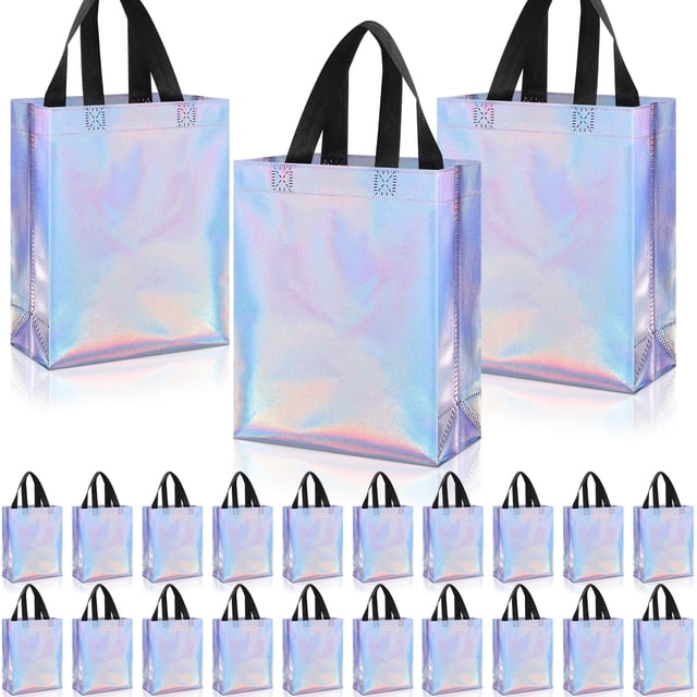 Bolsas de regalo Sandnyy iridiscentes holográficas, 48 unidades, 20 x 10 x 25 cm