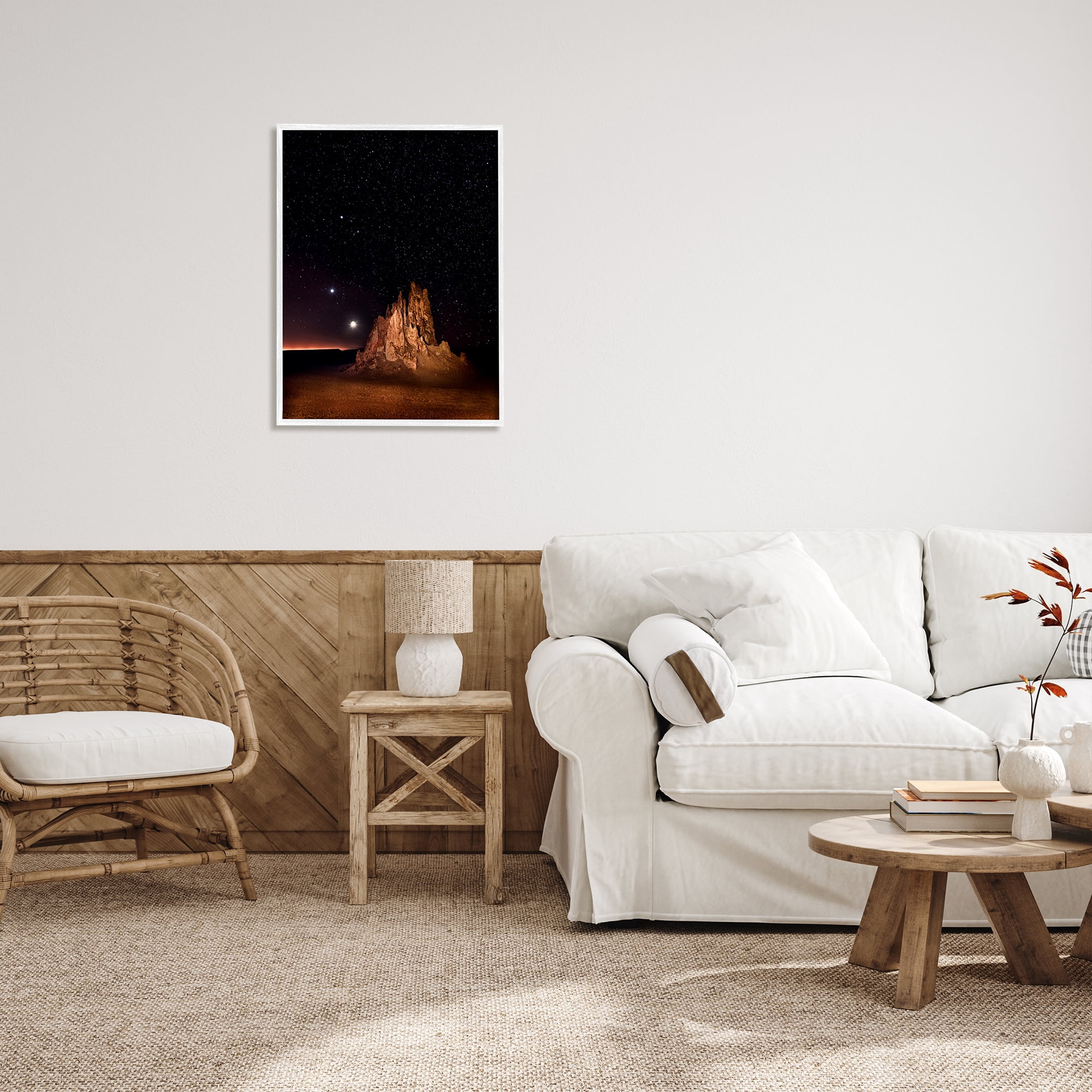 Stupell Industries Starry Night Sky Photography Nature Photography White Framed Art Print Wall Art, 24 x 30