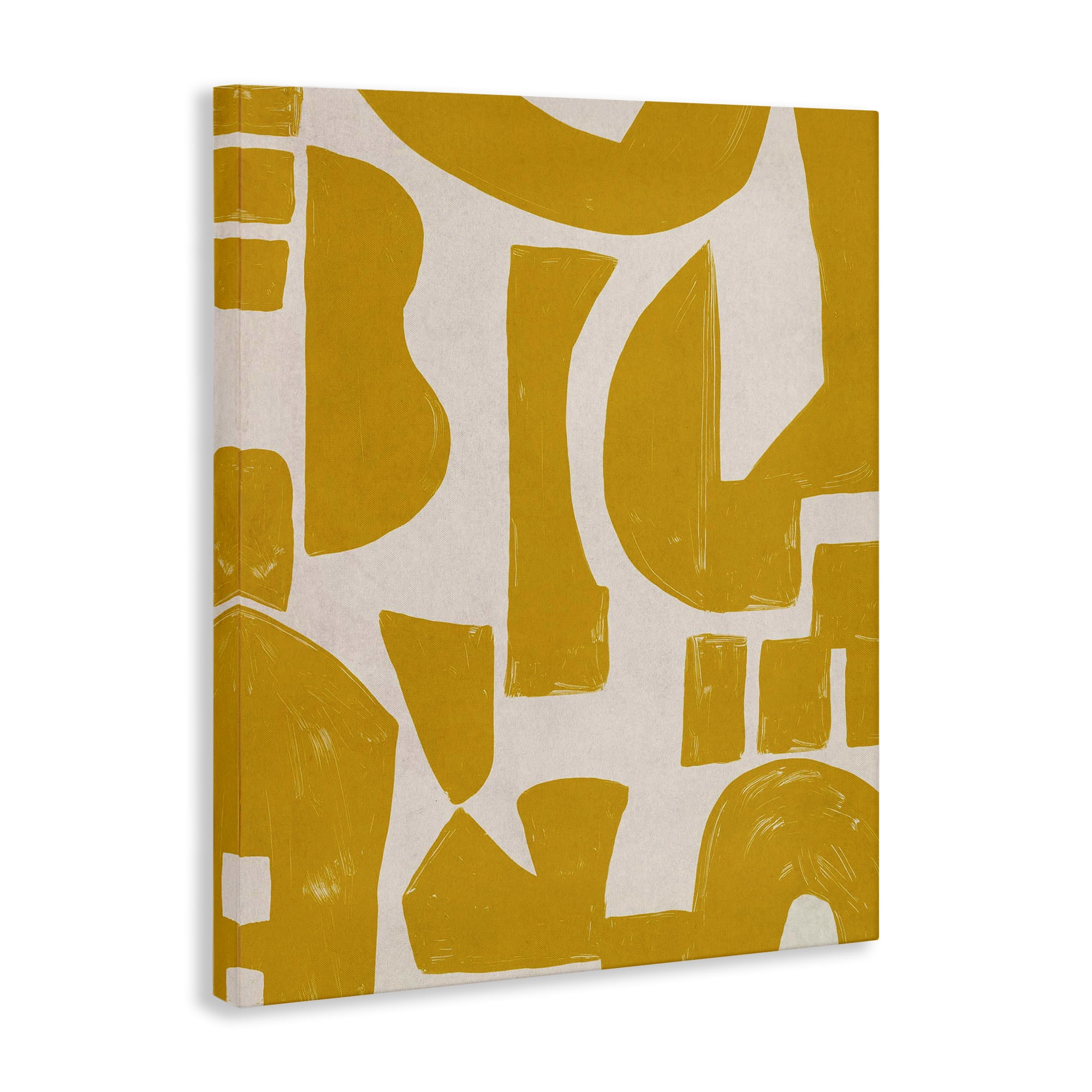 Stupell Industries Yellow Asymmetrical Shapes Abstract Painting Wrapped Canvas Art Print Wall Art, 24 x 30