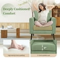 thumbnail image 6 of Pawverly Modern Teddy Decorative Chair, Mid-Century Upholstered Armchair with Pillows and Solid Wood Legs, Comfortable Fabric Lounge Chair for Living Room, Bedroom or Reception Room，Light Green, 6 of 9