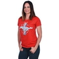 thumbnail image 2 of JH Design Group Women's Ford Mustang Classic Tri-Bar Pony Emblem T-Shirt Black Red Heather-Gray, 2 of 2