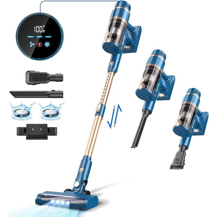 PrettyCare Cordless Vacuum Cleaner Lightweight Stick Vacuum 38kPa with 45min Runtime for Carpet Hard Floors Cleaner Pet Hair P2