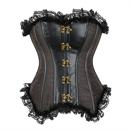 Taqqpue Gothic Steampunk Corset Top for Women Bustier Shapewear Lingerie Bustier Overbust Lace Up Boned Zipper Waist Trainer Corset with Buckles