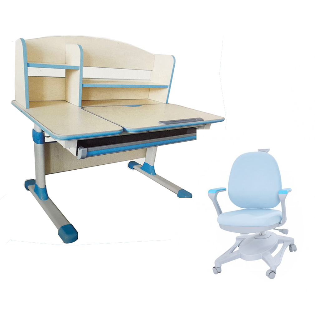 Children Kids Ergonomic 1M Study Desk with Adjustable Swivel Chair Set Blue Color Walmart Canada
