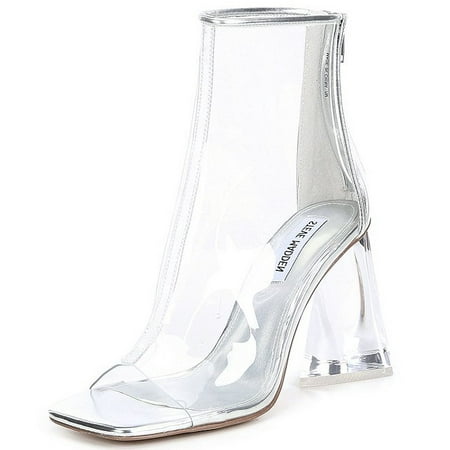 

Steve Madden Tyro Clear Transparent Squared Open Toe Block Heeled Ankle Boot (Clear 6)