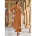 thumbnail image 5 of Janasya Indian Women's Brown Georgette Floral Embroidery Kurta with Palazzo and Dupatta, 5 of 8