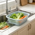 thumbnail image 5 of VVQ Large Plastic Vegetable Basket, 12.2x9.45x3.15 Inch Multipurpose Kitchen Storage Basket for Produce Bread, Sturdy Rectangular Colander with Holes for Pantry Counter Fridge, Blue, 5 of 6